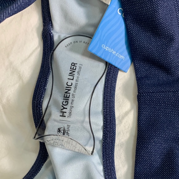 New Cupshe Navy Blue Denim‎ Jean Print Bikini Set S/M - Picture 9 of 9